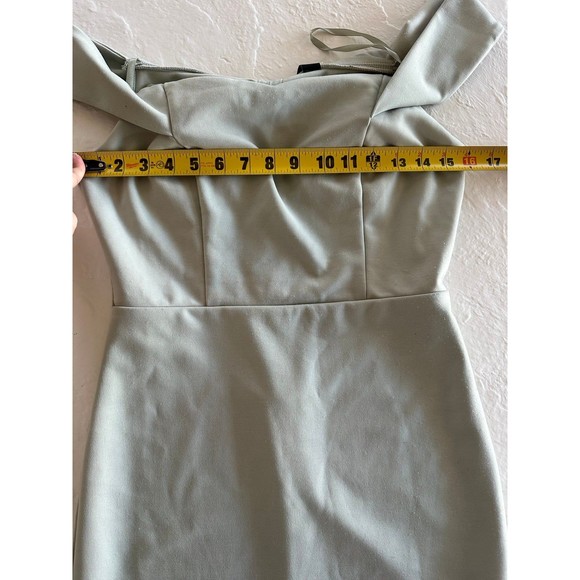 Windsor Sage Padded Off Shoulder Asymmetrical Dress - Picture 11 of 12